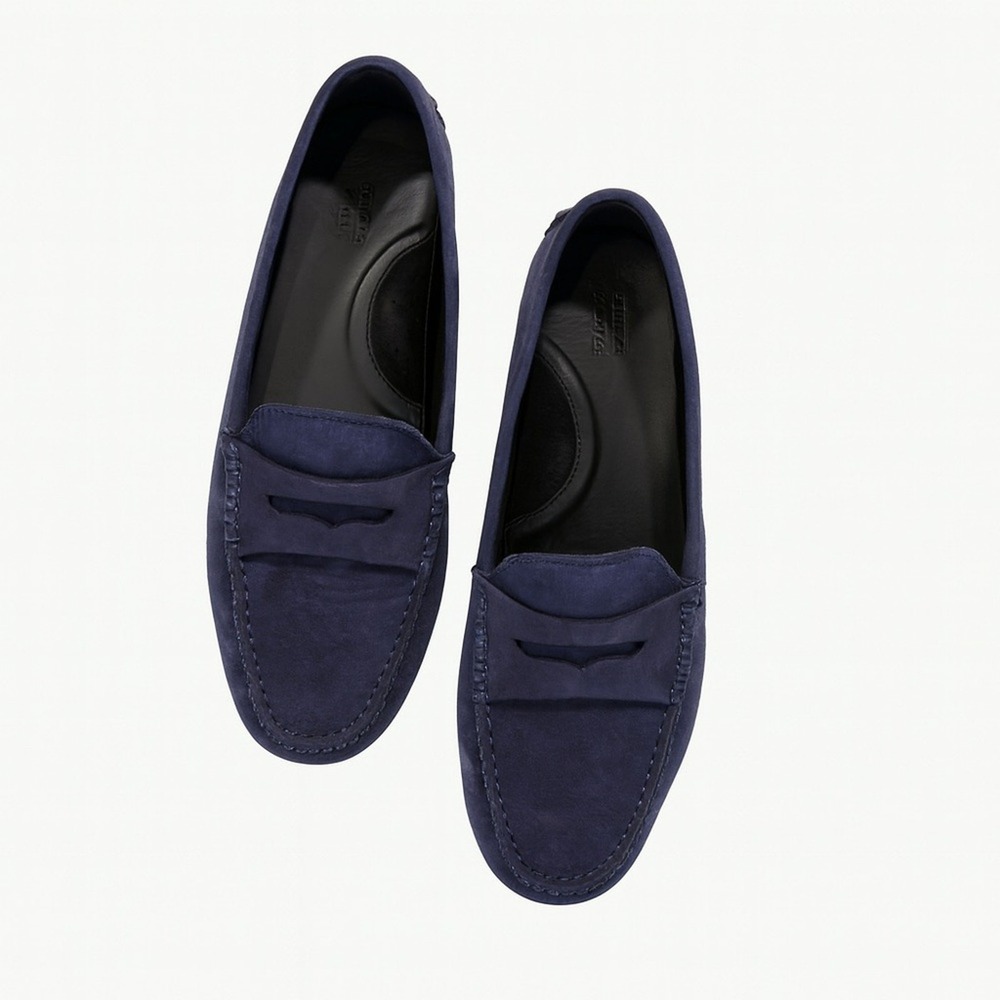 Aurelien Women's Navy Suede Driving Shoes Loafers 38 - Picture 2 of 5